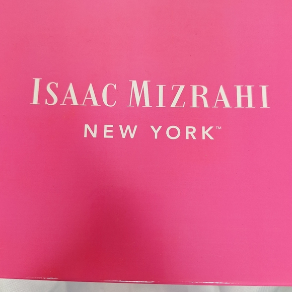 NWB Isaac Mizrahi The Bolt black and white leather sling back wedges size 9M. - Picture 7 of 8